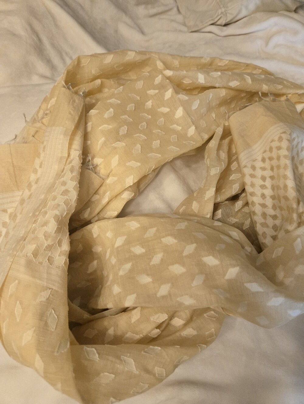 Neutral Beige Geometric Shawl/Scarf